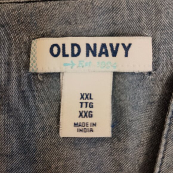 Old Navy Women’s Blue Cotton Pullover Buttoned Front V-Neck Top Size XXL - Picture 7 of 15